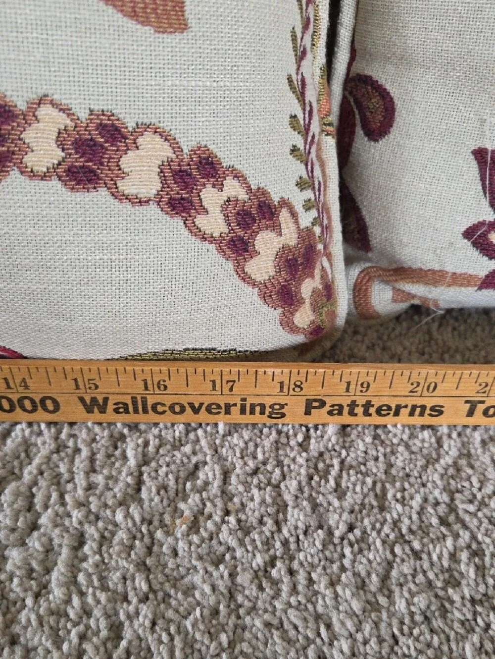 Paisley Floral Accent Pillow Pair in Cream and Red